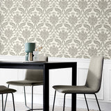160571WR damask peel and stick wallpaper dining room from Surface Style