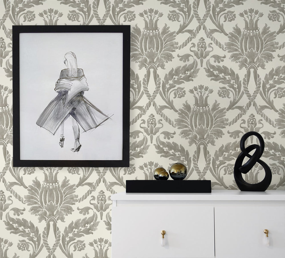 160571WR damask peel and stick wallpaper decor from Surface Style