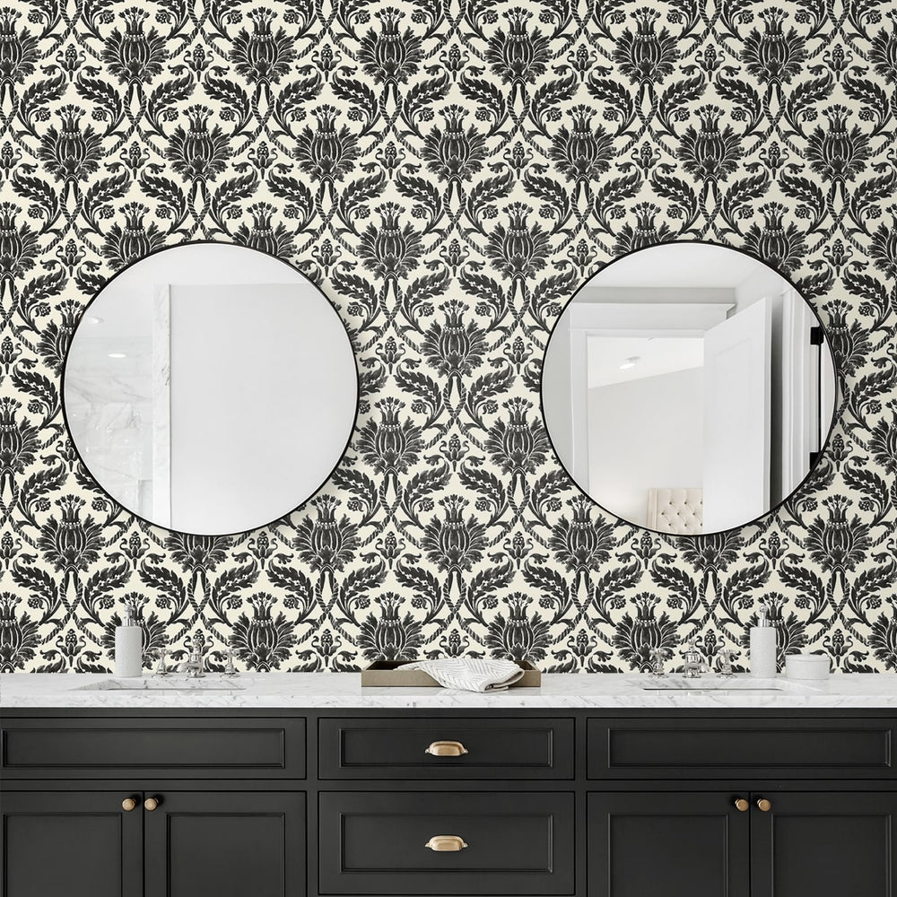 
                  
                    160572WR damask peel and stick wallpaper bathroom from Surface Style
                  
                