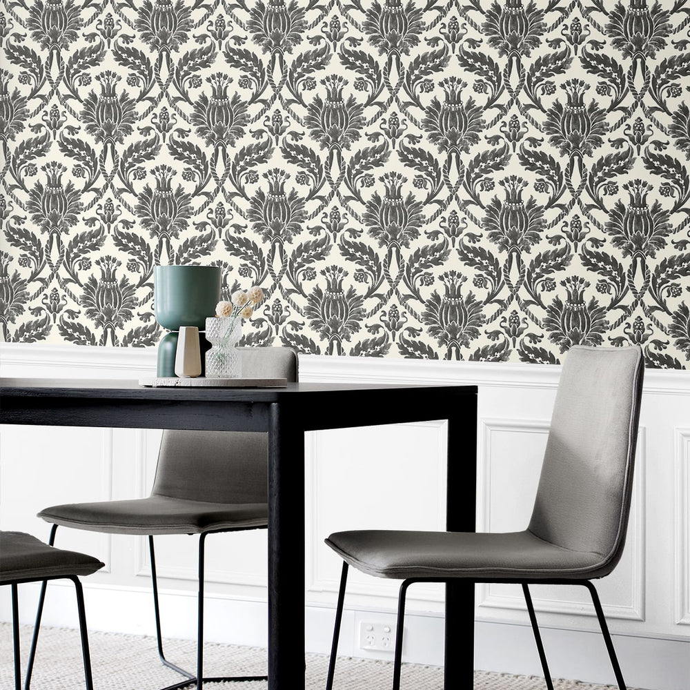 
                  
                    160572WR damask peel and stick wallpaper dining room from Surface Style
                  
                