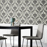 160572WR damask peel and stick wallpaper dining room from Surface Style