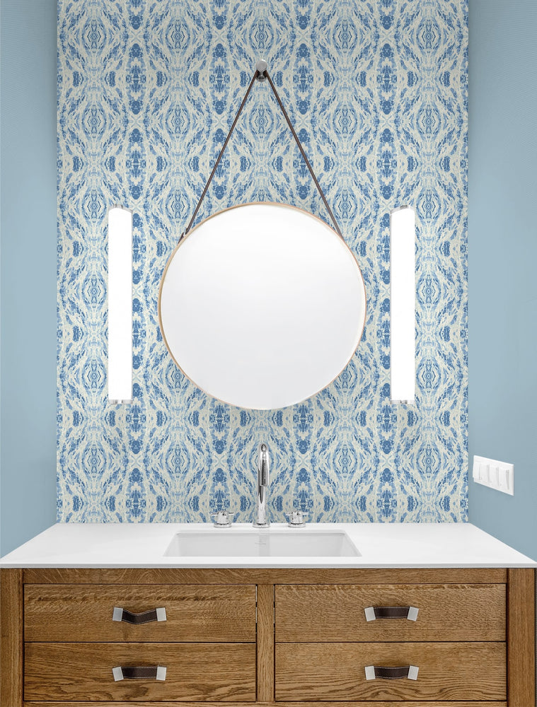 160580WR abstract peel and stick wallpaper bathroom from Surface Style