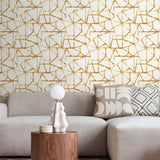 160590WR geometric peel and stick wallpaper living room from Surface Style