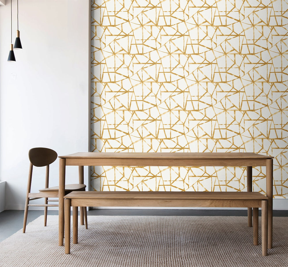160590WR geometric peel and stick wallpaper dining room from Surface Style