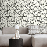 160591WR geometric peel and stick wallpaper living room from Surface Style