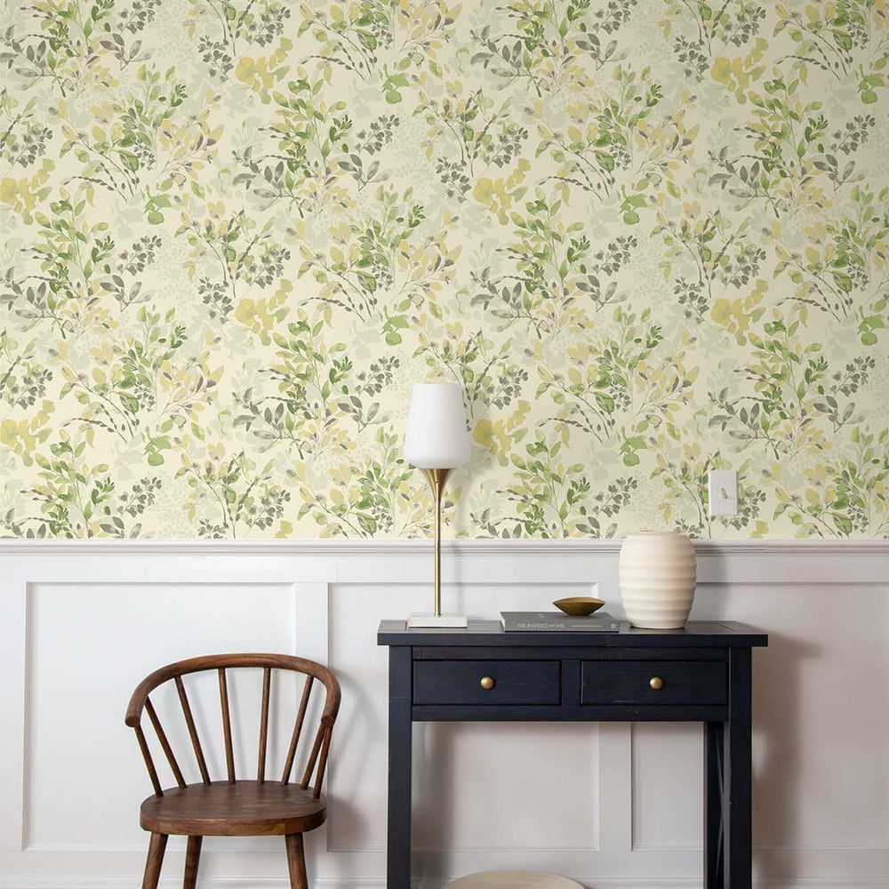 160600WR botanical peel and stick wallpaper dining room Willow Wood from Surface Style