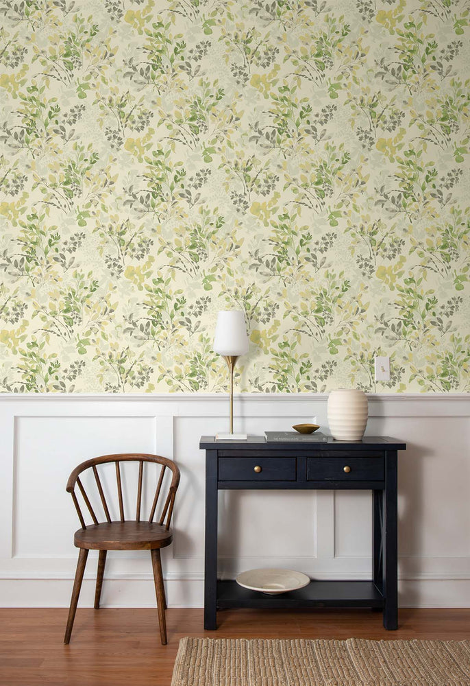 160600WR botanical peel and stick wallpaper dining room Willow Wood from Surface Style