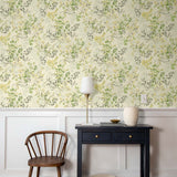 160600WR botanical peel and stick wallpaper dining room Willow Wood from Surface Style