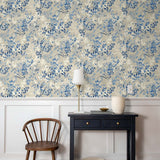 160601WR botanical peel and stick wallpaper dining room Willow Wood from Surface Style