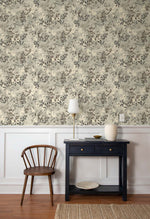 160602WR botanical peel and stick wallpaper dining room Willow Wood from Surface Style