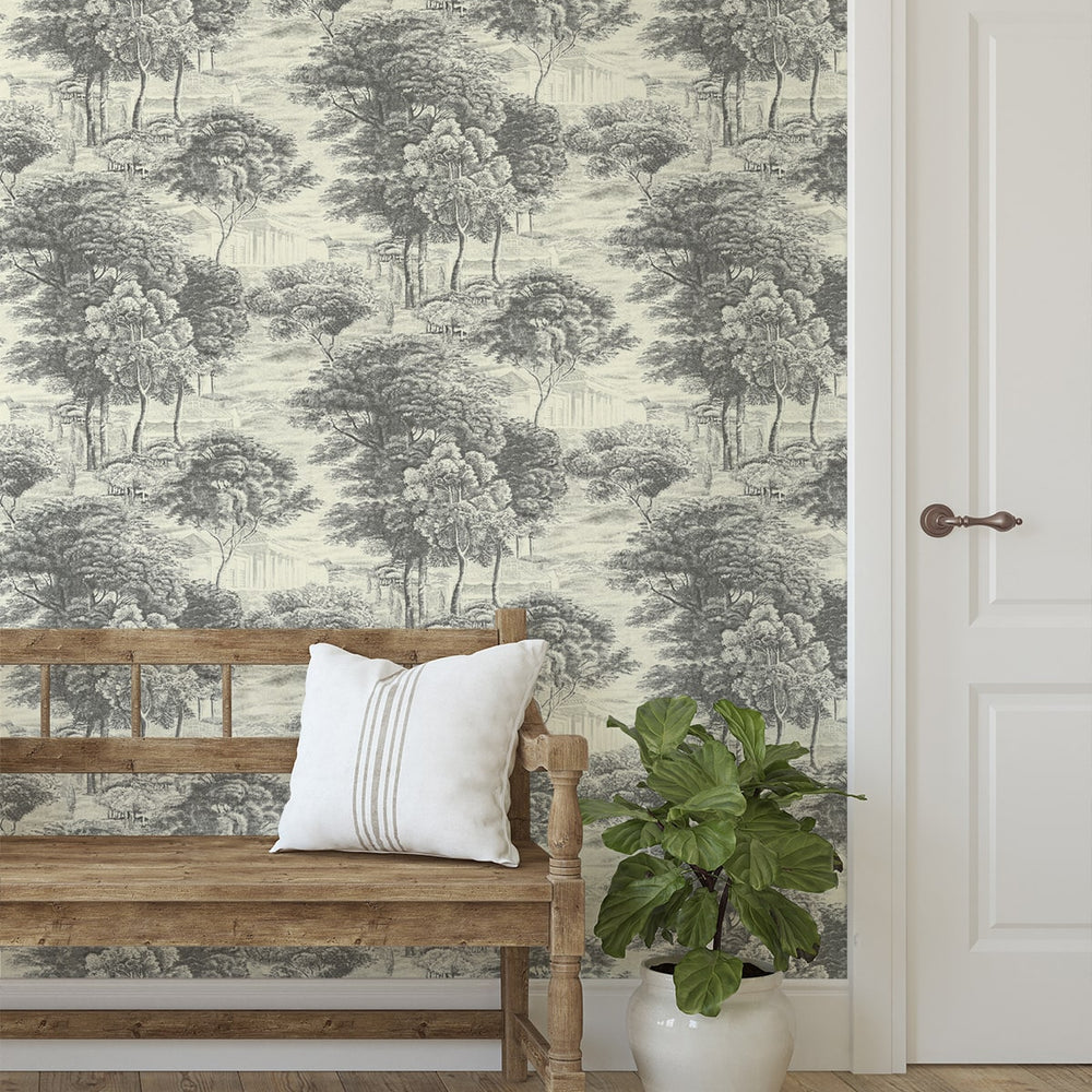 160610WR forest peel and stick wallpaper entryway from Surface Style
