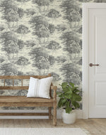 160610WR forest peel and stick wallpaper entryway from Surface Style