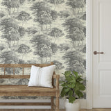 160610WR forest peel and stick wallpaper entryway from Surface Style