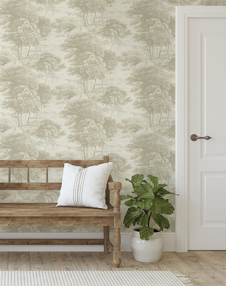 160611WR forest peel and stick wallpaper entryway from Surface Style