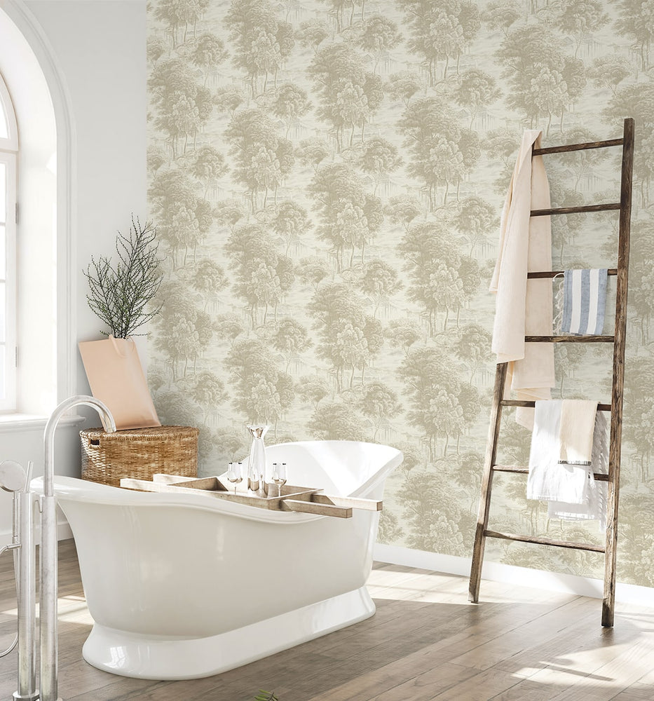 160611WR forest peel and stick wallpaper bathroom from Surface Style