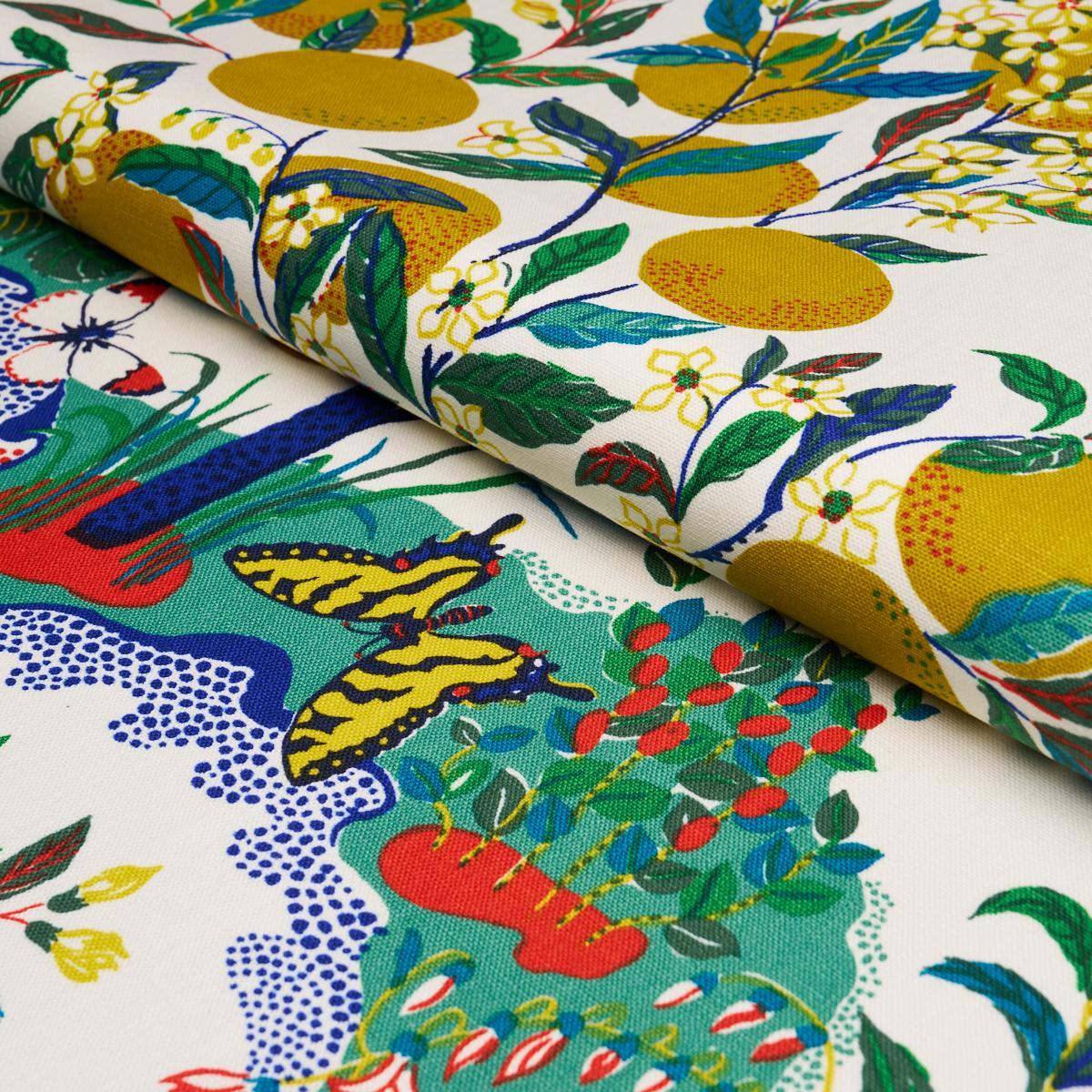 175760 Schumacher Citrus Garden Botanical Linen Fabric Roll at Say Decor