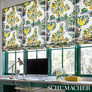 175760 Schumacher Citrus Garden Botanical Linen Fabric Drapes at Say Decor