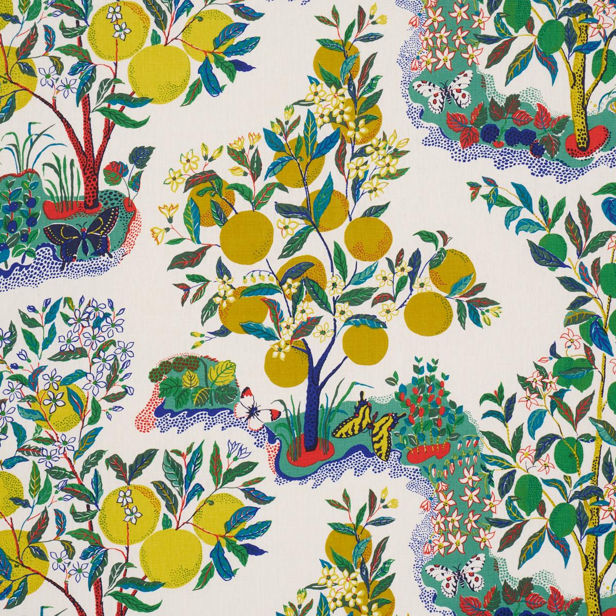 175760 Schumacher Citrus Garden Botanical Linen Fabric at Say Decor