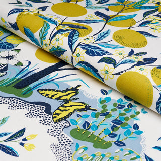 175761 Schumacher Citrus Garden Botanical Linen Fabric Roll at Say Decor