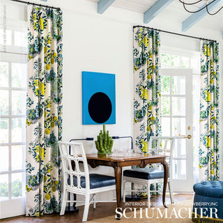 175761 Schumacher Citrus Garden Botanical Linen Fabric Curtains at Say Decor
