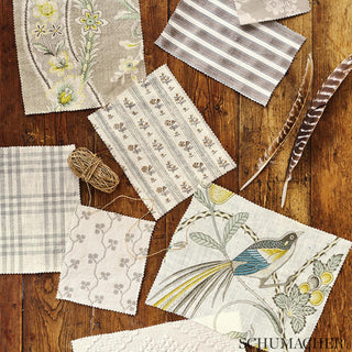 175962 Schumacher Cabanon Floral Stripe Linen Fabric Decor at Say Decor