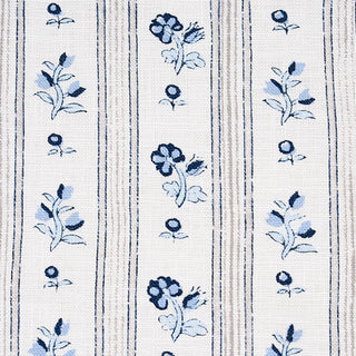 175963 Schumacher Cabanon Floral Stripe Linen Fabric Detail at Say Decor