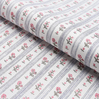 175965 Schumacher Cabanon Floral Stripe Linen Fabric Bolt at Say Decor