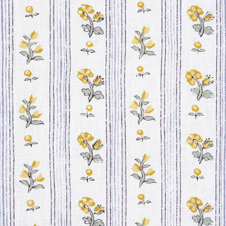 175966 Schumacher Cabanon Floral Stripe Linen Fabric Detail at Say Decor