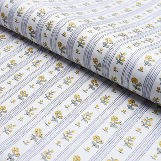 175966 Schumacher Cabanon Floral Stripe Linen Fabric bolt at Say Decor