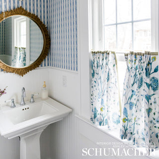 178331 Schumacher Khilana Floral Linen Fabric Bathroom at Say Decor