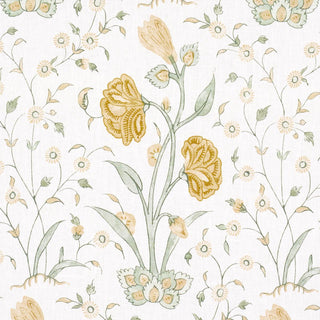 178333 Schumacher Khilana Floral Linen Fabric texture at Say Decor