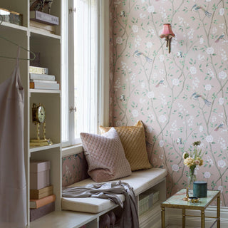 1901 Boråstapeter Paradise Birds Chinoiserie Unpasted Wallpaper Sitting Room at Say Decor