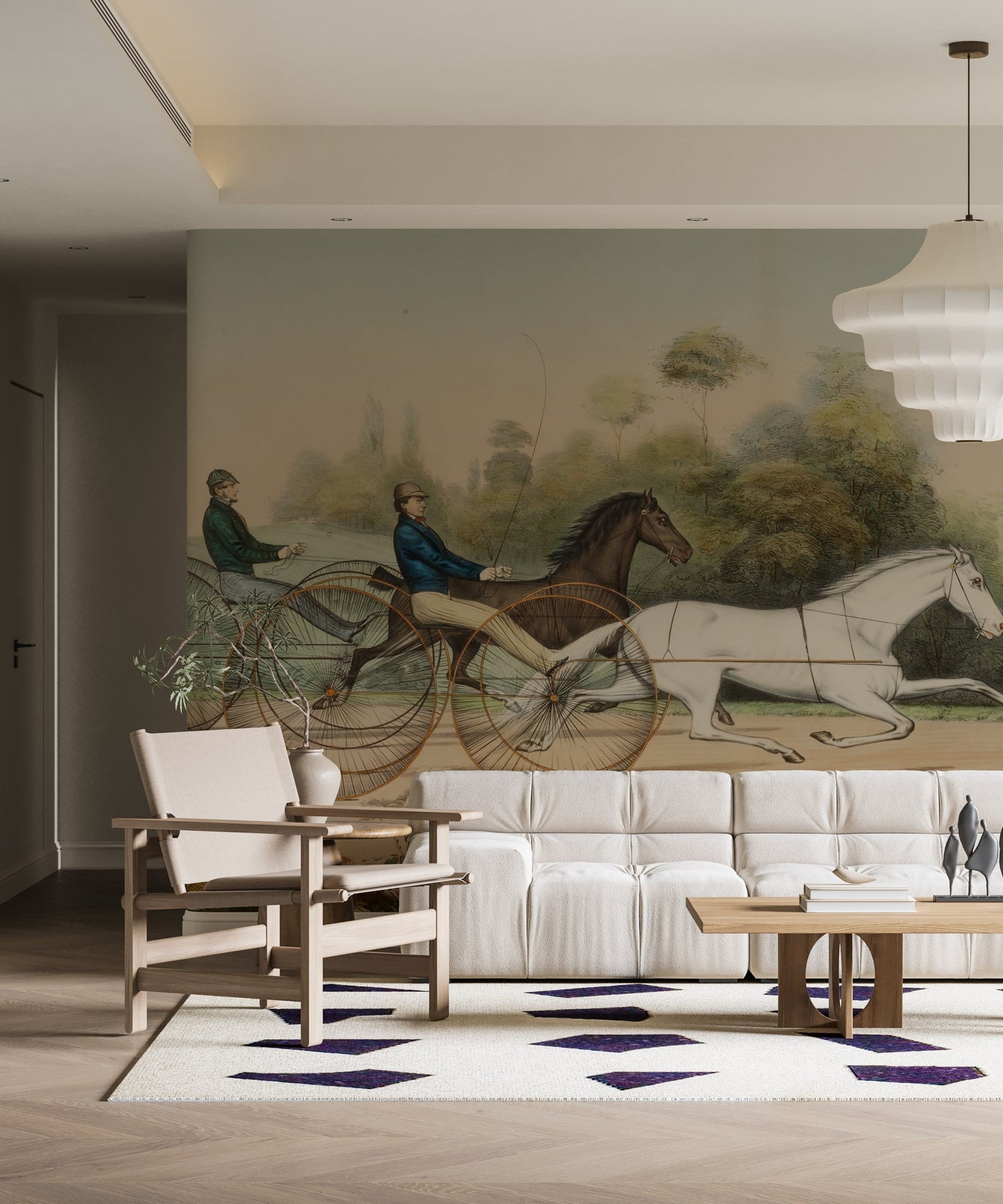 Crawford Horse Race Wall Mural living room from Say Decor