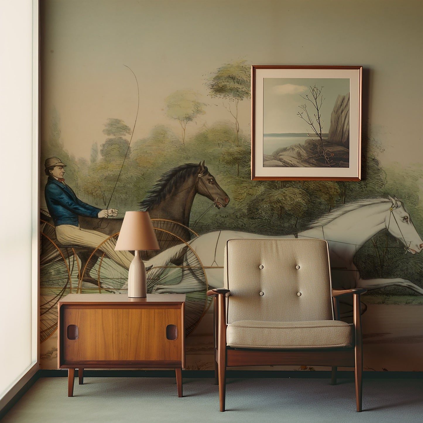Crawford Horse Race Wall Mural living room from Say Decor