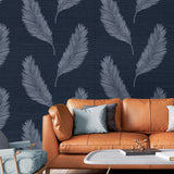 SC21602 palm leaf grasscloth wallpaper living room from the Summer House collection by Seabrook Designs