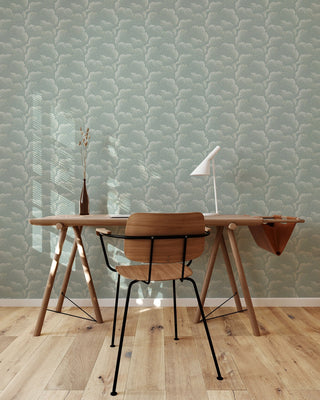 Mitchell Black Revel Clouds Abstract Wallpaper office in shade Ash Blue at Say Decor