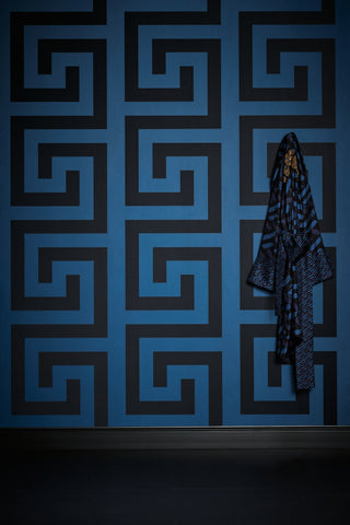 386093X Versace greek key geometric wallpaper bathroom