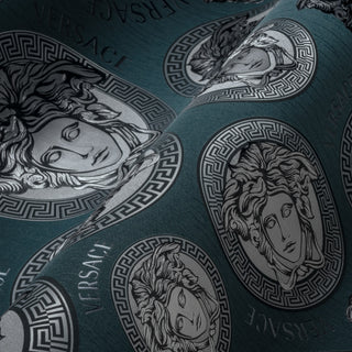386111X medallion wallpaper accent from Versace