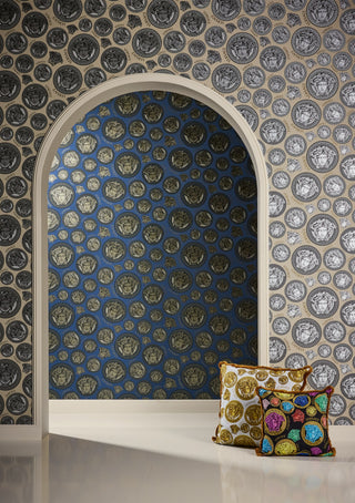 386114X medallion wallpaper entryway from Versace