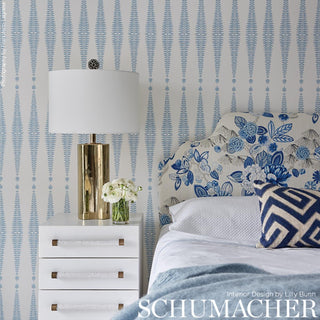 5005074 Schumacher Sky Blue Fern Tree Unpasted Wallpaper Bedroom at Say Decor