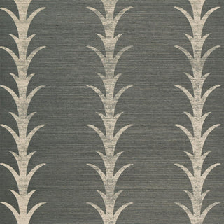 5006050 Schumacher Shadow Acanthus Stripe Sisal Grasscloth Unpasted Wallpaper from Say Decor