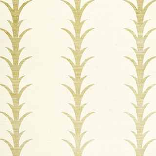 5006051 Schumacher Filigree Acanthus Stripe Sisal Grasscloth Unpasted Wallpaper from Say Decor