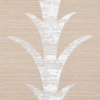5006052 Schumacher Fog and Chalk Acanthus Stripe Sisal Grasscloth Unpasted Wallpaper Detail from Say Decor