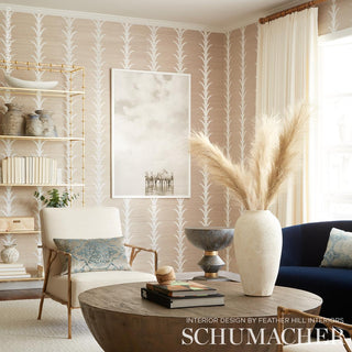 5006052 Schumacher Fog and Chalk Acanthus Stripe Sisal Grasscloth Unpasted Wallpaper Living Room from Say Decor