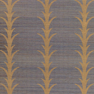 5006054 Schumacher Turmeric Acanthus Stripe Sisal Grasscloth Unpasted Wallpaper from Say Decor