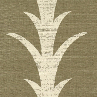 5006057 Schumacher Juniper Acanthus Stripe Sisal Grasscloth Unpasted Wallpaper Detail from Say Decor