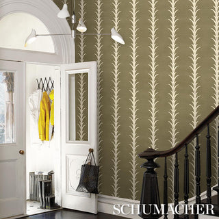 5006057 Schumacher Juniper Acanthus Stripe Sisal Grasscloth Unpasted Wallpaper Foyer from Say Decor