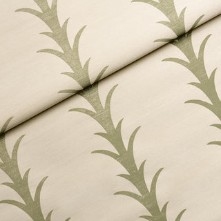 5006058 Schumacher Olive Acanthus Stripe Sisal Grasscloth Unpasted Wallpaper Roll from Say Decor