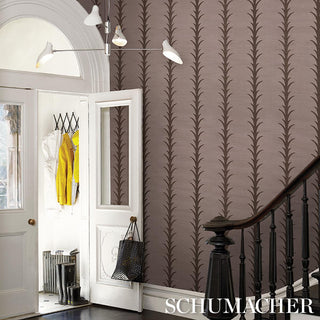5006059 Schumacher Rose Antique Acanthus Stripe Sisal Grasscloth Unpasted Wallpaper Foyer from Say Decor