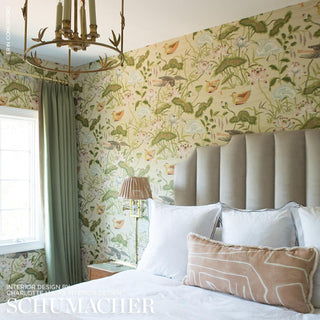5008431 Schumacher Lotus Garden Unpasted Wallpaper Bedroom at Say Decor